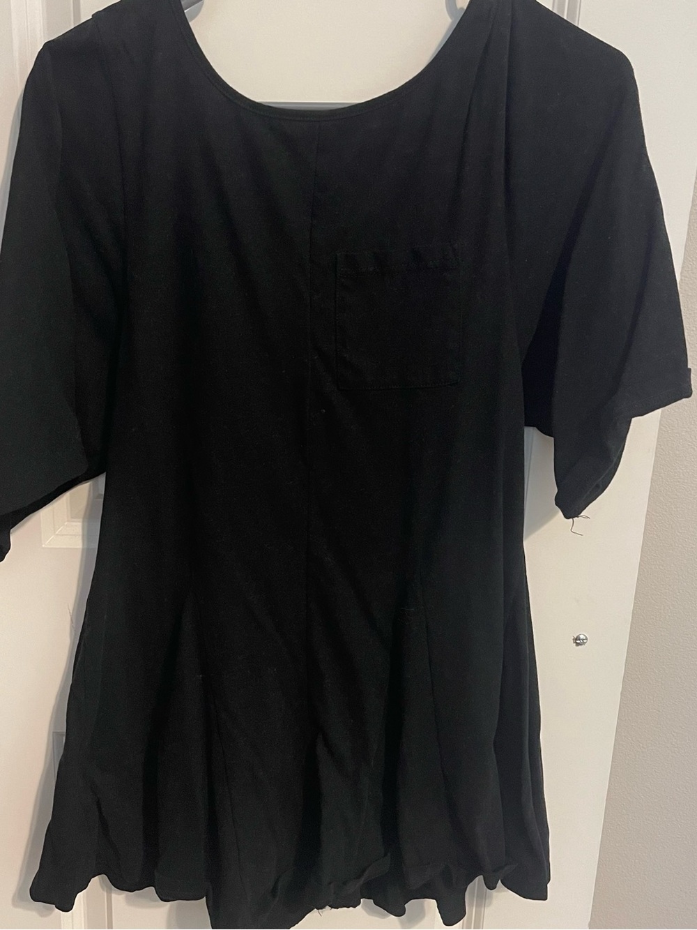 Women's Black Short-Sleeve Pocket Jumpsuit